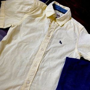 Pastel yellow boys button up - short sleeve